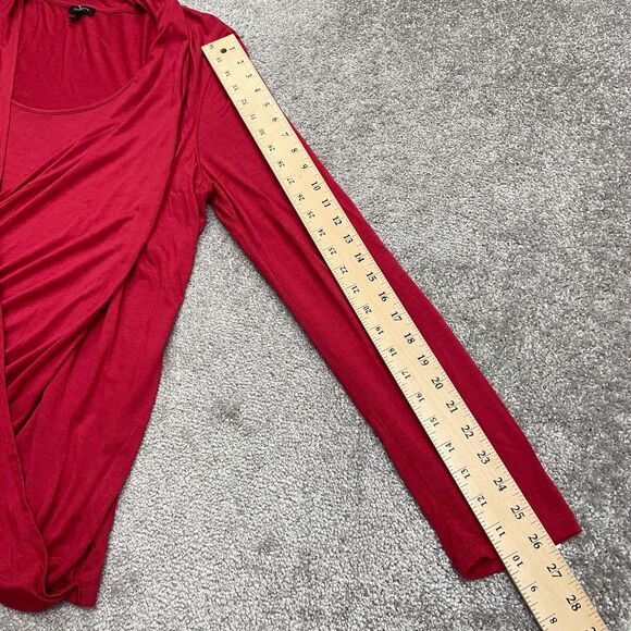 Talbots Wrap Tunic Blouse Womens XL Red Long Sleeve Rayon Blend Stretch Casual - Picture 9 of 10